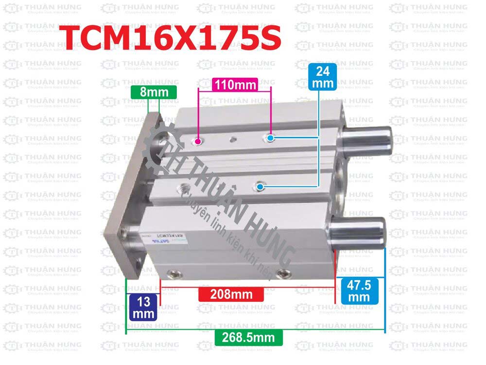 kich-thuoc-xi-lanh-khi-nen-airtac-tcm16x175s Kích thước ben hơi khí nén Airtac TCM16x175S