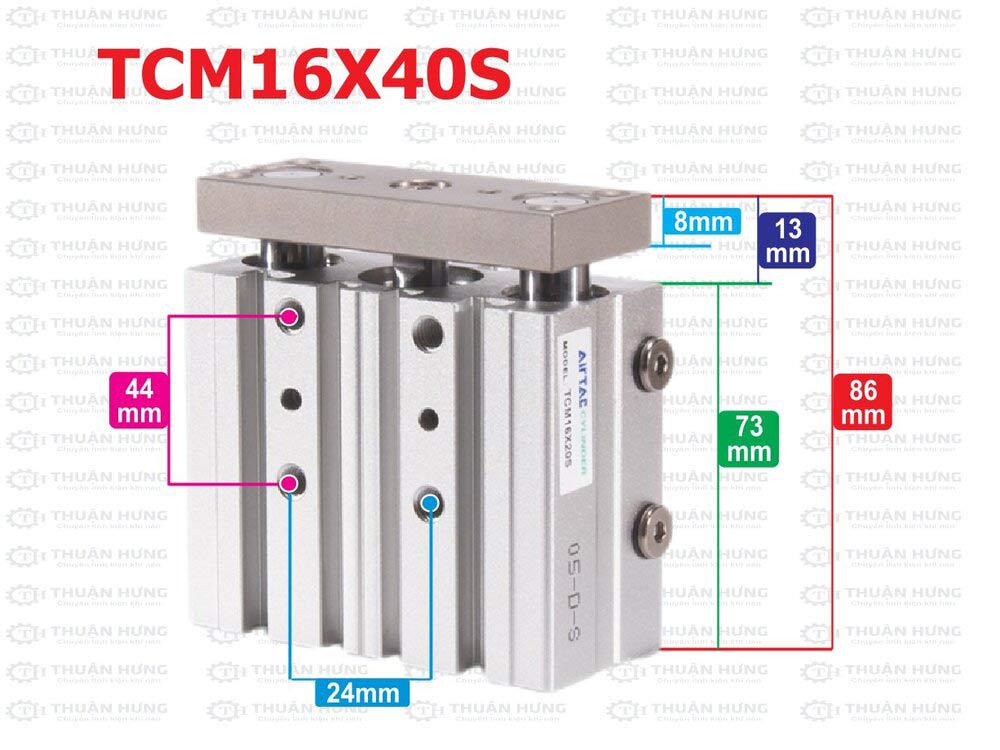 kich-thuoc-xi-lanh-khi-nen-airtac-tcm16x40s Kích thước ben hơi khí nén Airtac TCM16x40S