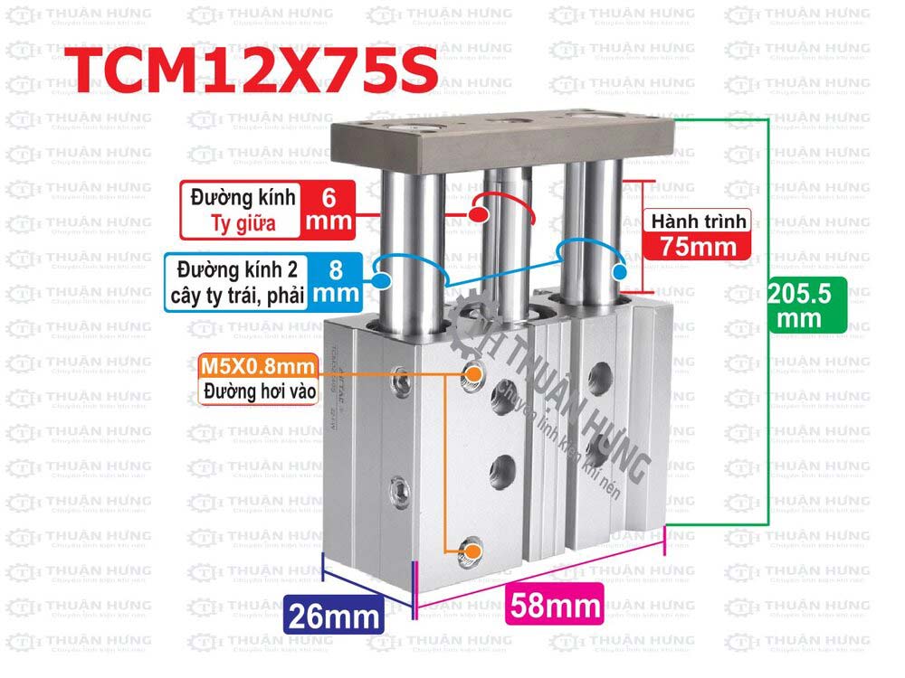 kich-thuoc-xy-lanh-khi-nen-airtac-tcm12x75s Kích thước ben hơi Airtac TCM12X75S