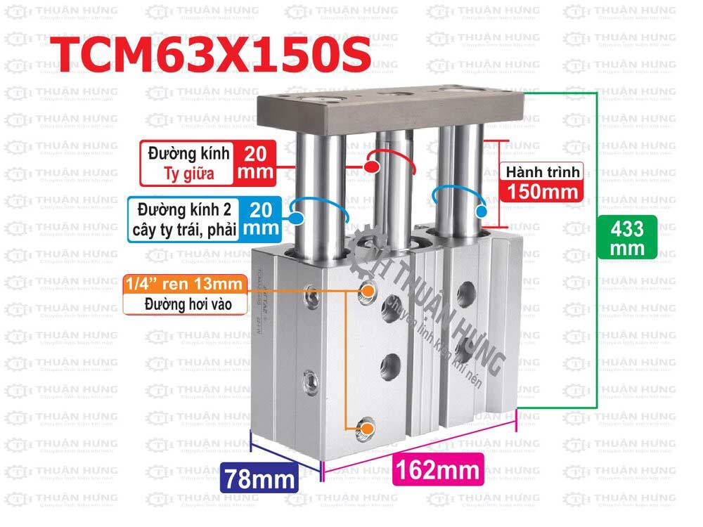 kich-thuoc-xy-lanh-khi-nen-airtac-tcm63x150s Kích thước ben hoi 3 ty Airtac TCM63x150S
