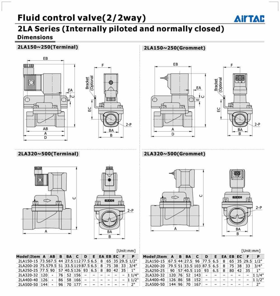 Catalogue của van điện từ Inox 2la150-2la200-2la250-2la320-2la500-airtac-2