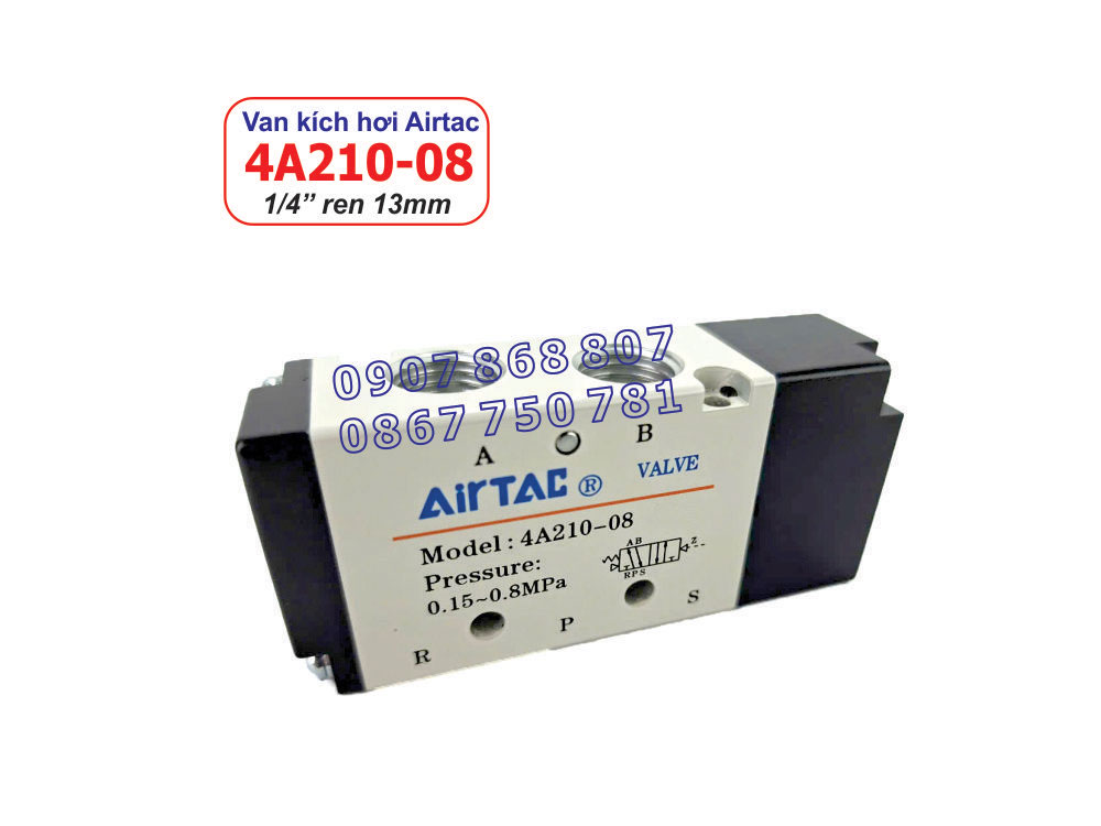 Phía trên van hơi khí nén Airtac 4A210-08