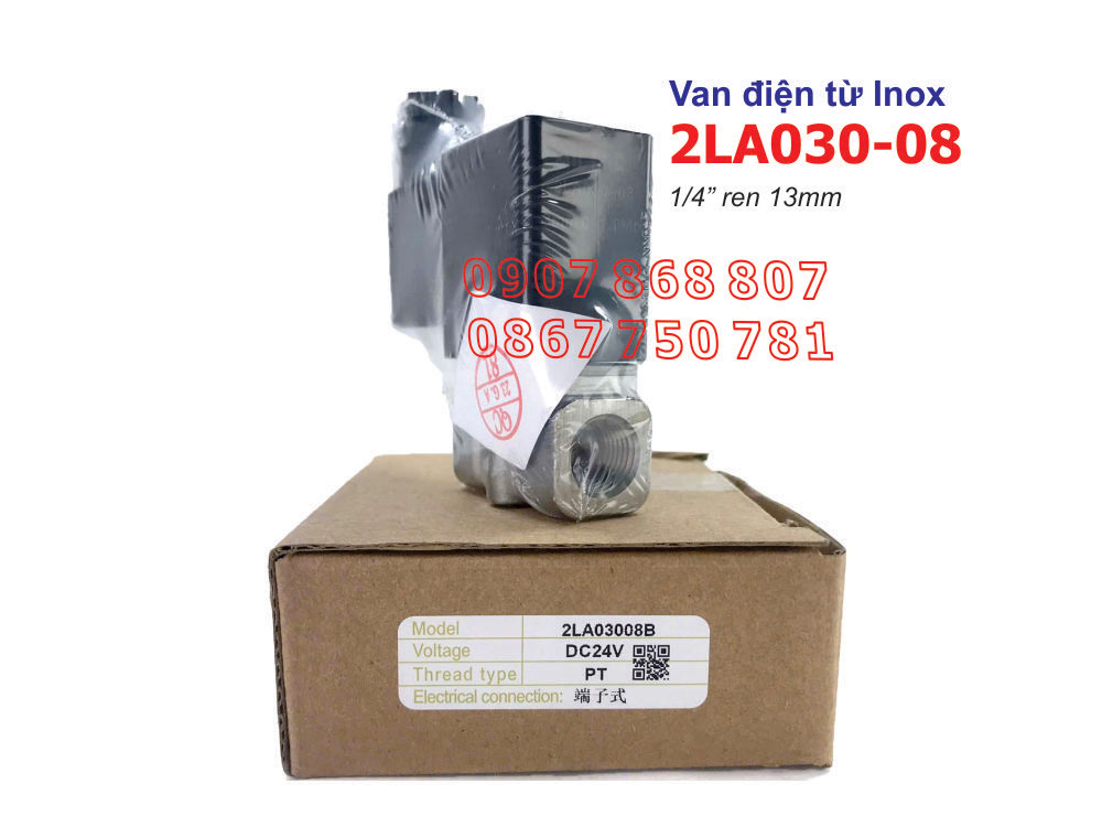 Cổng vào của van điện từ nước INOX 2LA030-08 AIRTAC
