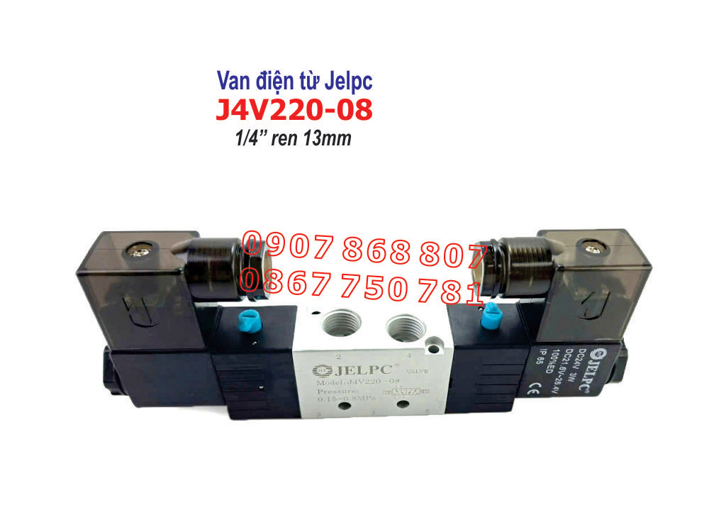 Phía trên van điện từ khí nén J4V220-08 JELPC